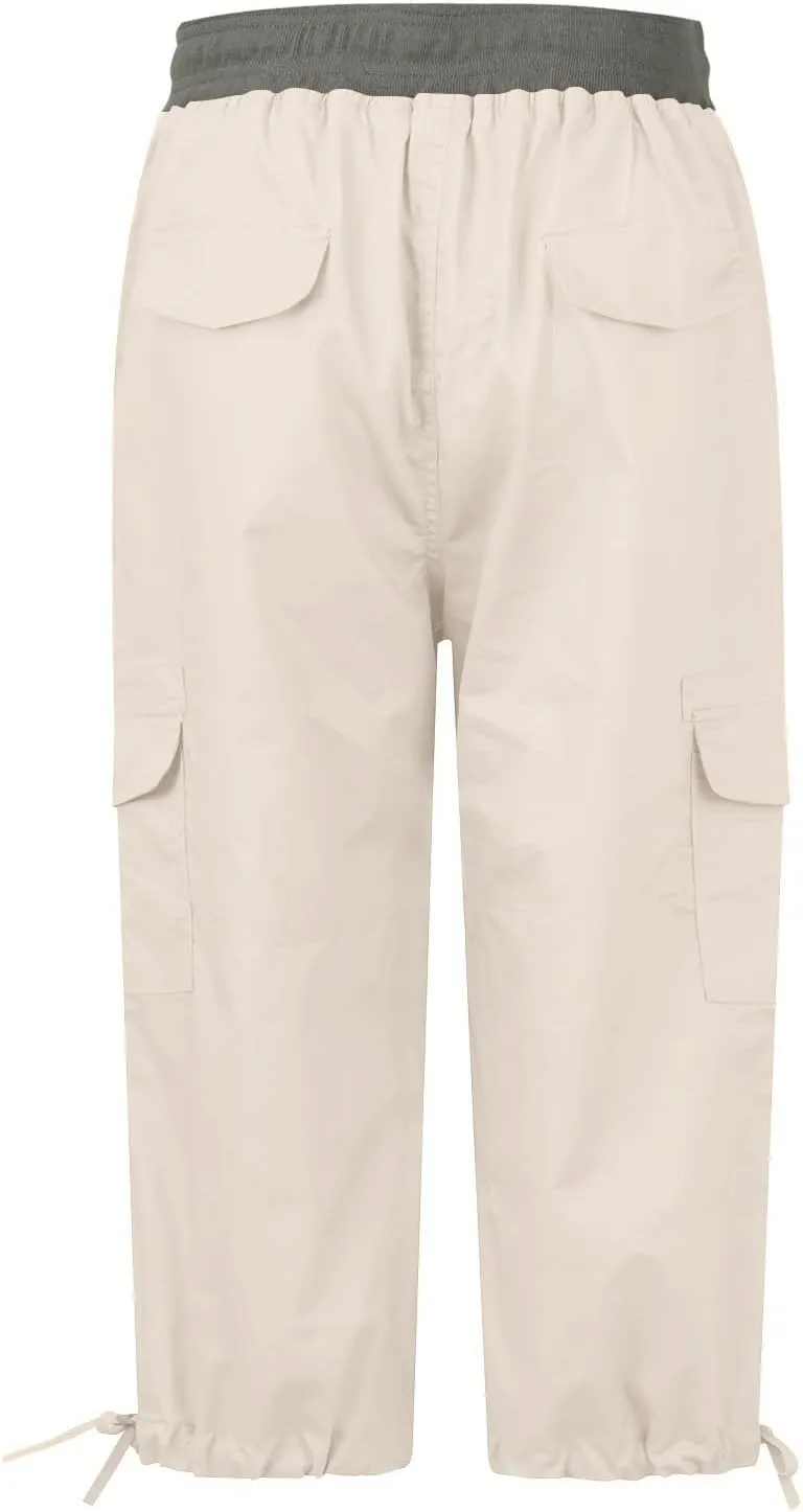 Womens Cargo Capris Pants Summer Casual Drawstring Low Waisted Hiking Jogger Outdoor Athletic 3/4 Trousers Pockets