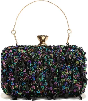 Women's Classic Clutch Banquet Evening Bag Glitter Sequin Crossbody Shoulder Bag Sparkly Purse for Prom Wedding Party