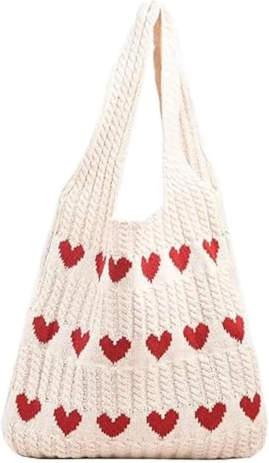 Women's Crochet Tote Bags Boho Tote Bags Heart-shaped Beach Handbags Knit Vacation Aesthetic Casual Love Hobo Bags
