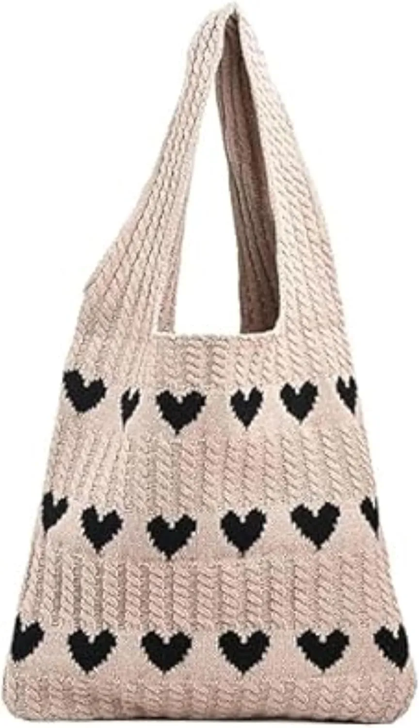 Women's Crochet Tote Bags Boho Tote Bags Heart-shaped Beach Handbags Knit Vacation Aesthetic Casual Love Hobo Bags