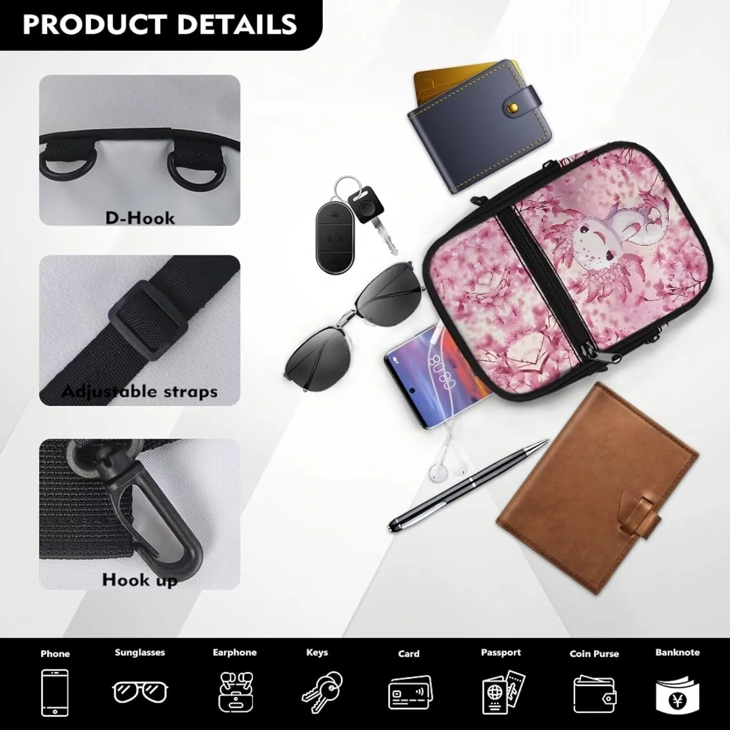 Womens Crossbody Bags Trendy Sling Bag Small Men Shoulder Bag Classic Travel Fanny Packs for Running, Hiking