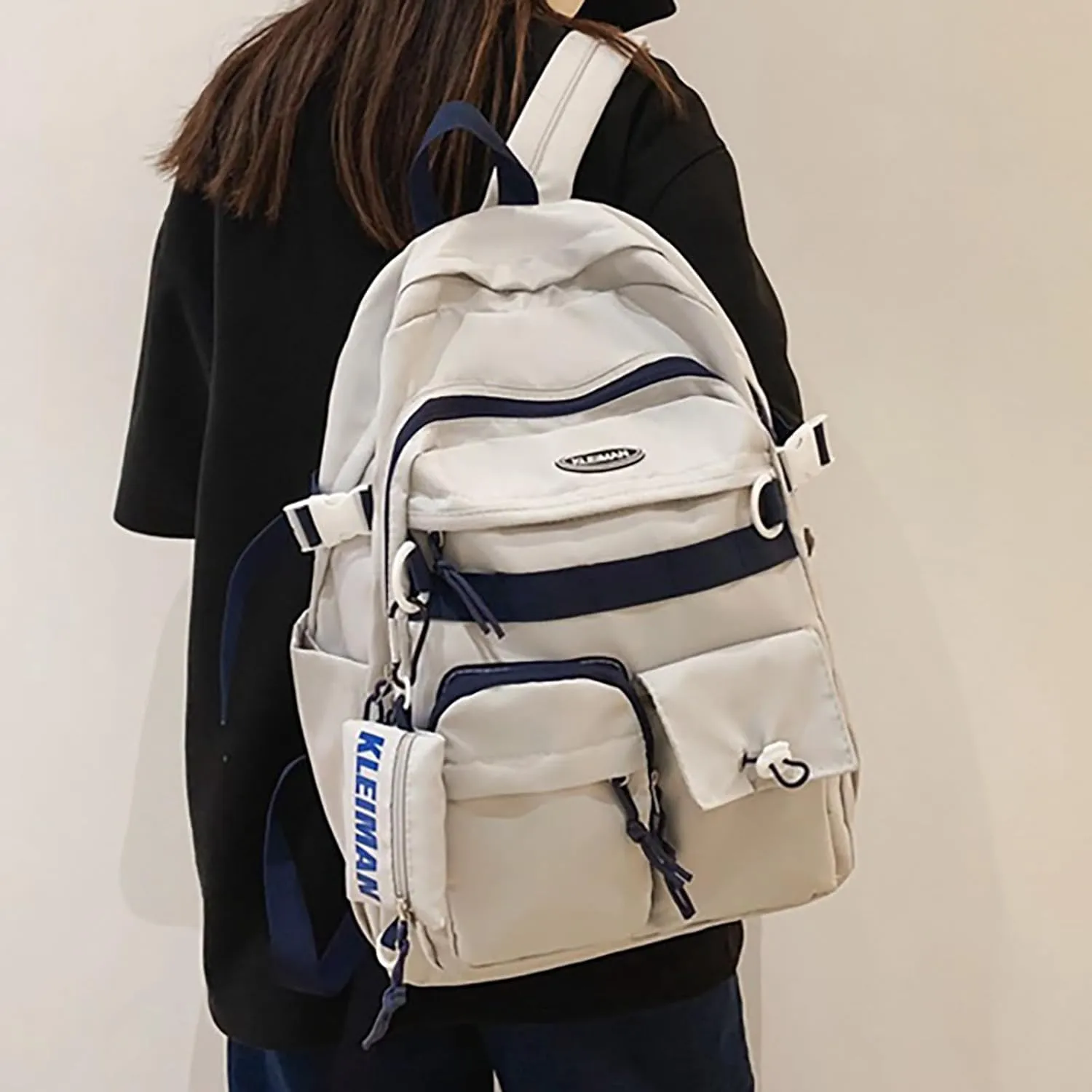 Women's Fashion Cloth Outdoor Travel Bag Soft Rucksack Ladies Shoulder Bags Medium Designer Ladies Shoulder Bag(Grey)