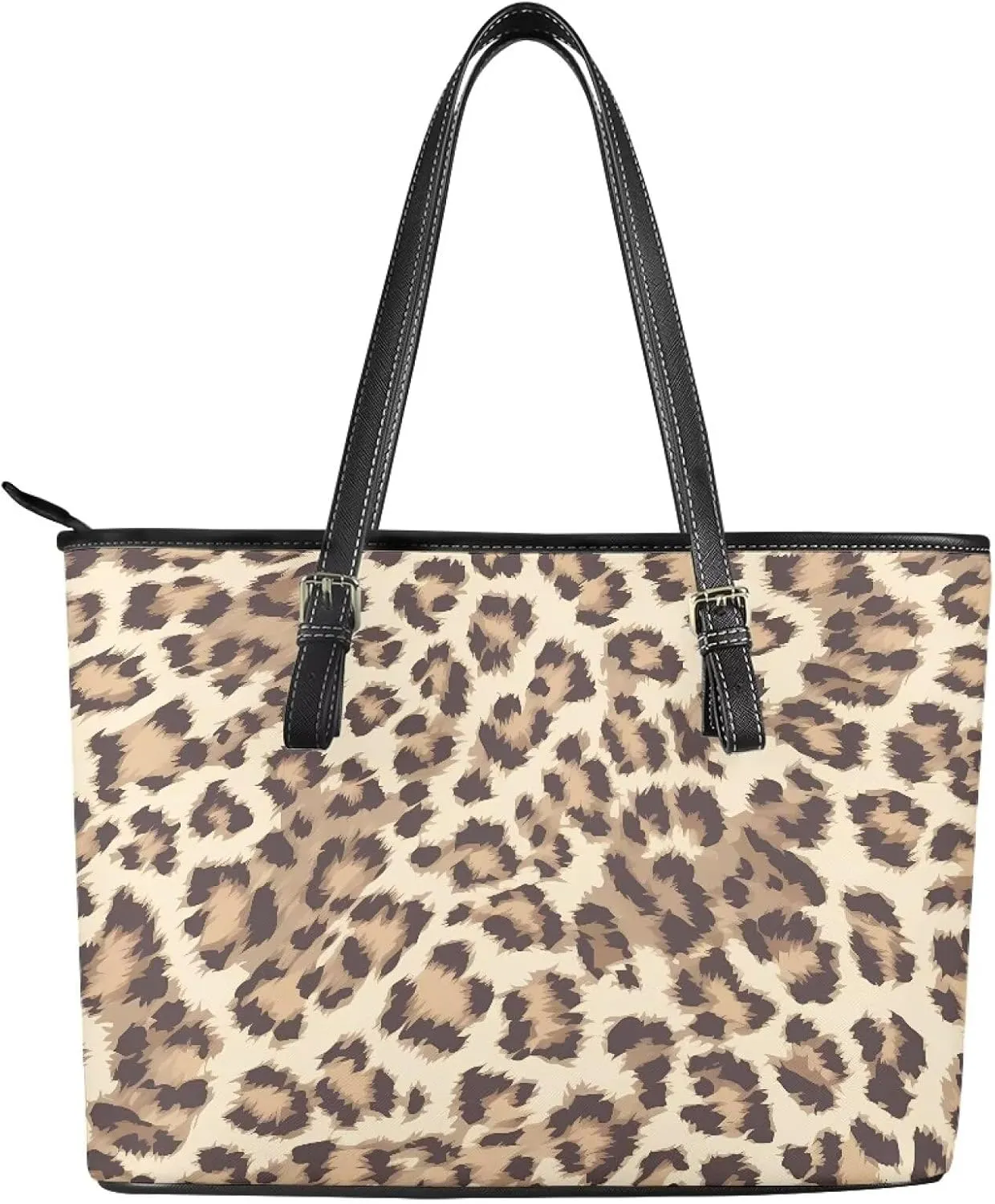 Womens Leather Tote Office Shoulder Bags, Cow Spots PU Leather Tote Bags Boho Shopping Carry Messenger Handbag