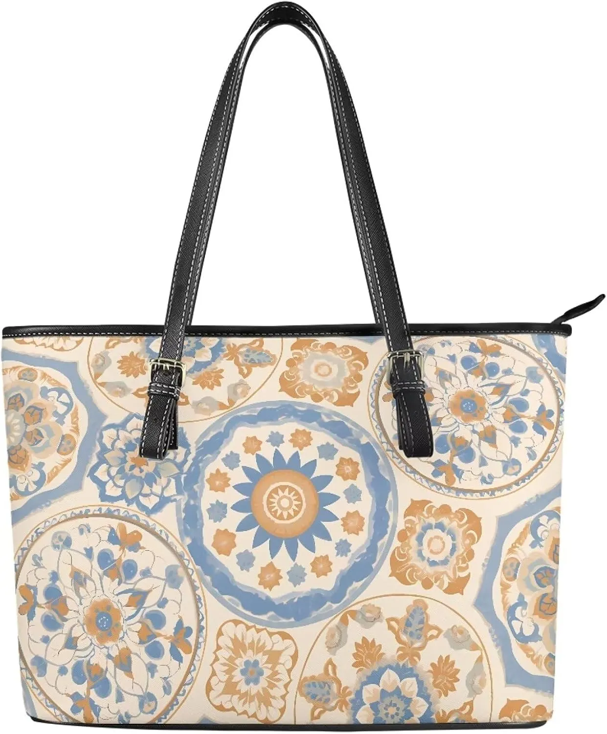 Womens Leather Tote Office Shoulder Bags, Cow Spots PU Leather Tote Bags Boho Shopping Carry Messenger Handbag