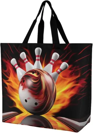 Women's Multi-Functional Shopping BagBowling Ball Printing Messenger Bag Shoulder Bag for Travel, Work, Shopping & Parties with Inner Pocket, Grocery Bag Lightweight & Water-Resistant