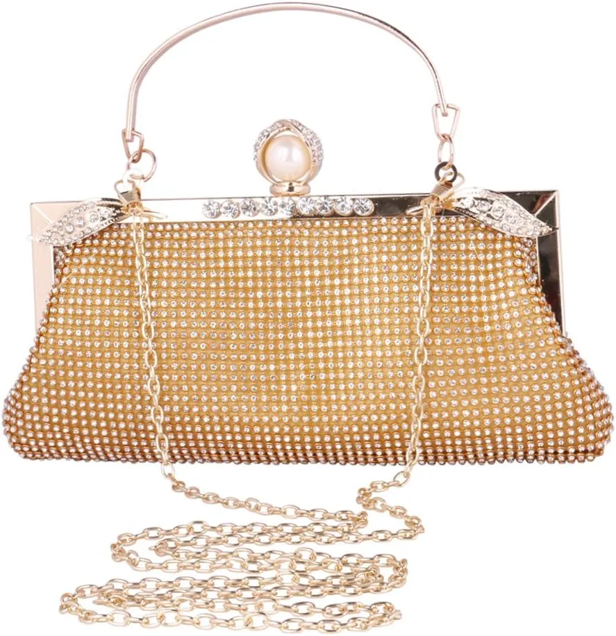 Womens Sparkly Crystal Evening Party Clutch Wedding Bridal Wallet Handy Bag
