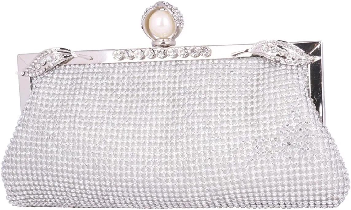 Womens Sparkly Crystal Evening Party Clutch Wedding Bridal Wallet Handy Bag