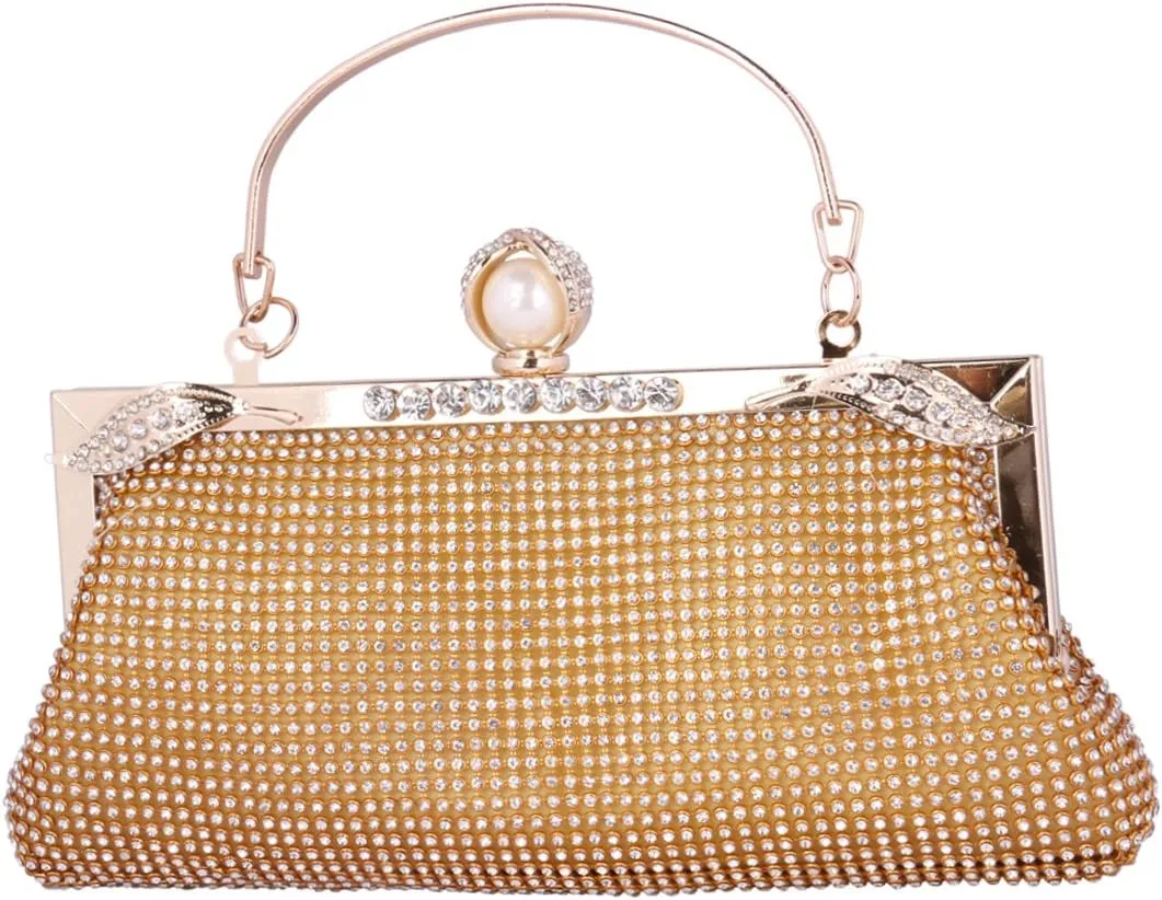 Womens Sparkly Crystal Evening Party Clutch Wedding Bridal Wallet Handy Bag