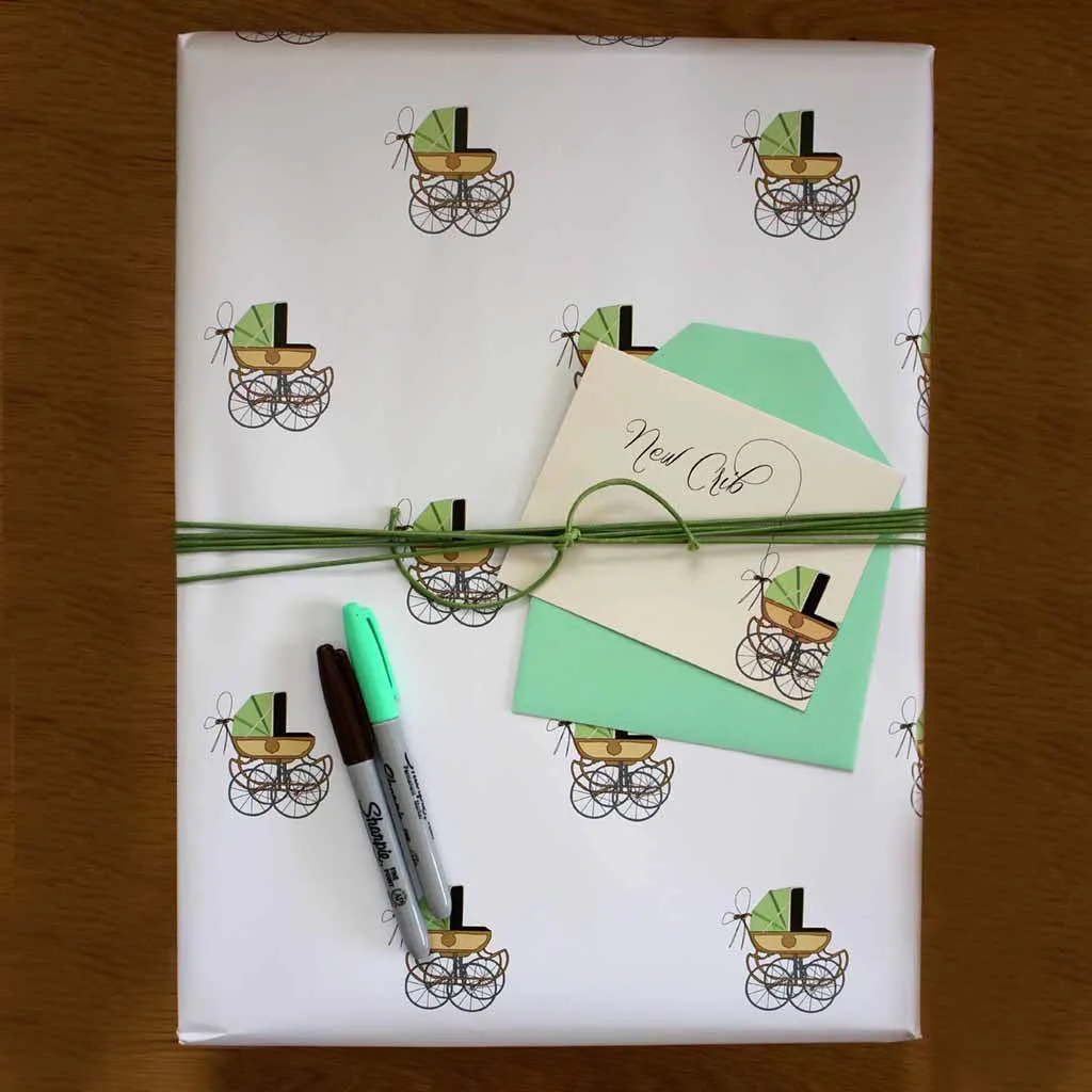 Wrapping Paper <br> New Crib & Balloon <br> <span style="font-size: 10px;">Set of 4 Sheets</span>