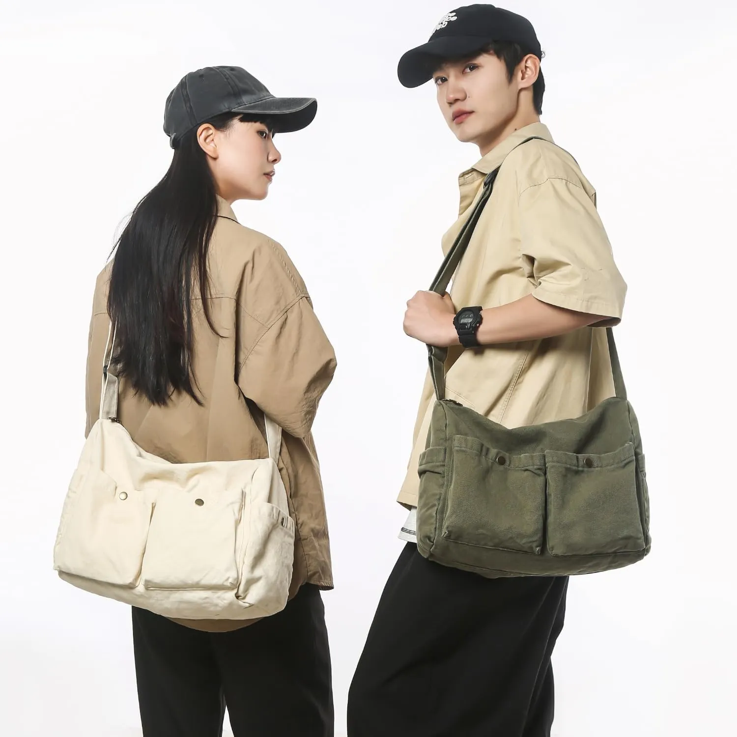 Wxnow Foldable Canvas Shoulder Tote Bag Large Capacity 15 Laptop Sleeve Multi Functional For Commute Outdoor Market Weekend Adventure