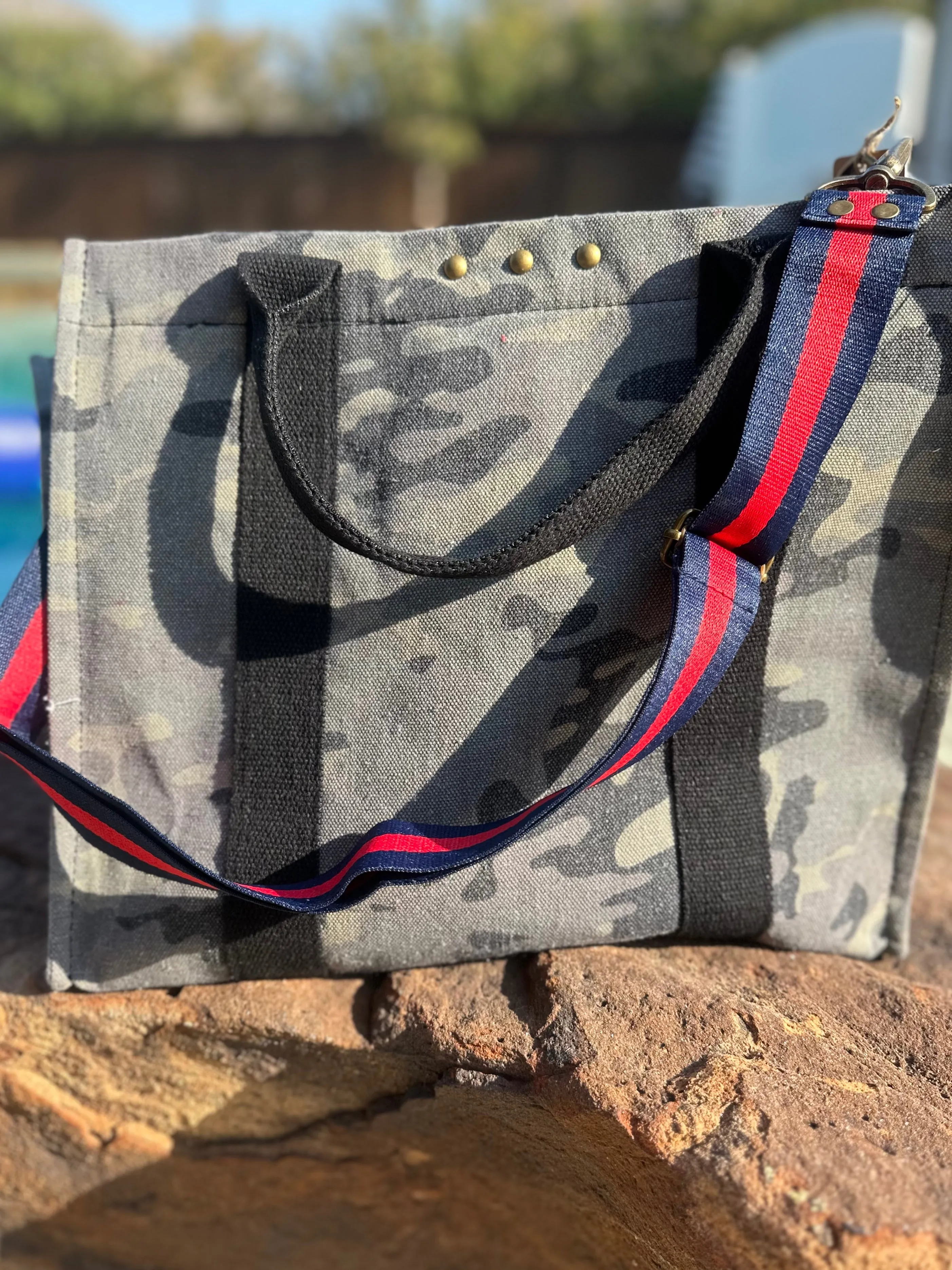 XL Camo Canvas Crossbody Tote