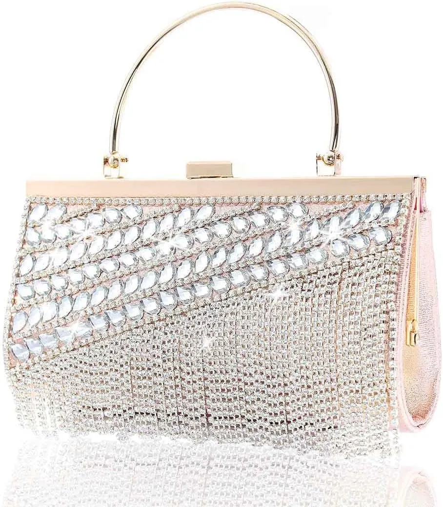 Yokawe Bling Crystals Clutch Purses for Women Rhinestone Tassel Evening Bag Wedding Party Prom Cocktail Handbags