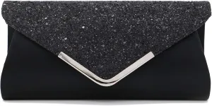 ZIUMUDY Sparkly Glitter Evening Envelop Clutches Shoulder Chain Bags Bridal Wedding Clutch Purse Wallet